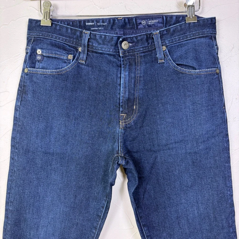 AG Adriano Goldschmied Everett Slim Straight Mens 32 Dark Wash Japanese Denim